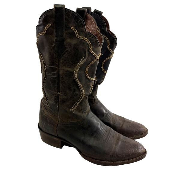 Dan Post Albany Boot Western Cowboy Brown Leather Bucklace Pull One Mens 9 EWide - Picture 1 of 16